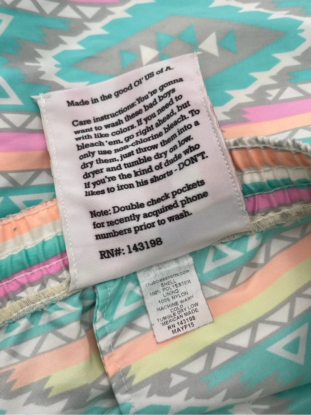 Chubbies Men’s Large Swim Trunks Aztec Print Swimming Board Shorts 5” Inseam